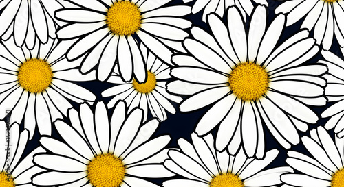 Elegant Daisy Flower Pattern On Dark Background For Stylish Design