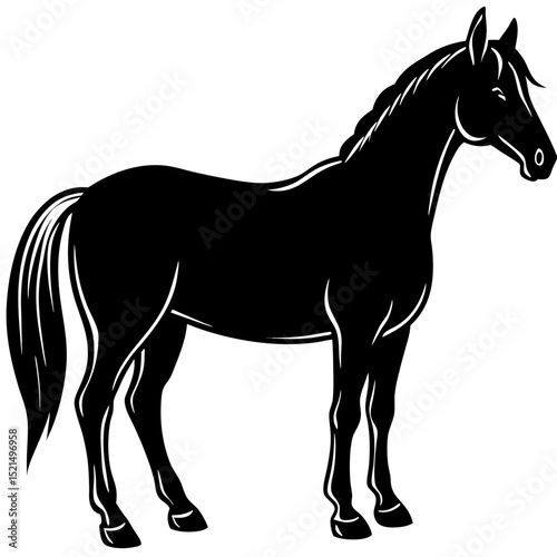 Dynamic black horse silhouette vector illustration of a running stallion, perfect for farm or wild animal designs