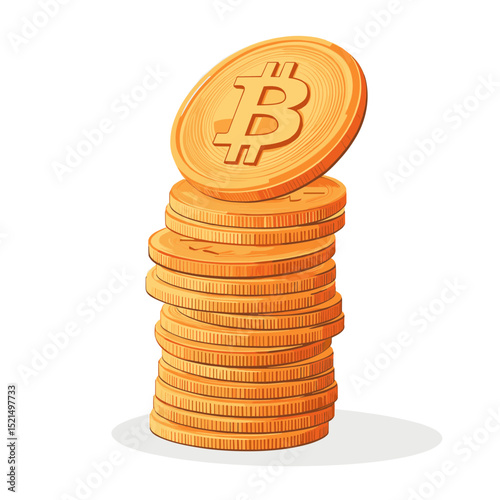 Pile of Golden Coins Featuring a Circular Shape on Isolated White Background