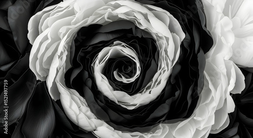Monochrome Floral: Intricate Layers Of Contrast In Abstract Bloom