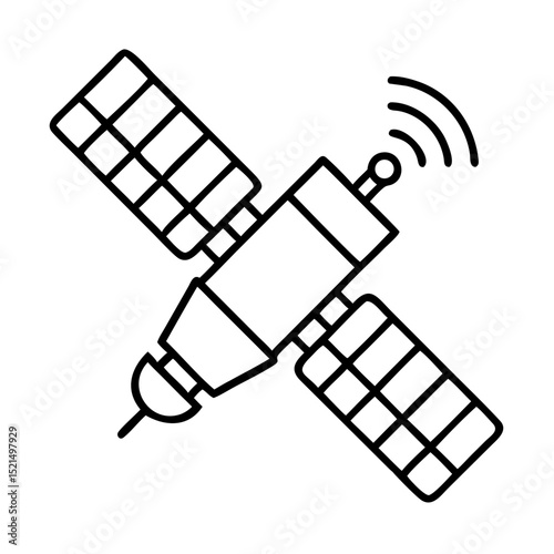 Satellite vector illustration: space communication technology, orbiting satellite design concept vector