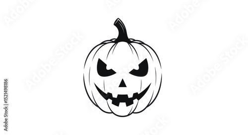Silhouette of a Menacing Jack-O'-Lantern Icon on Transparent Background