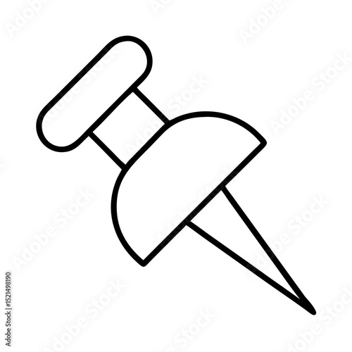Outline drawing of a push pin for bulletin board notice board or office supply vector illustration