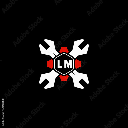 LM Initials Vektor Stok Otomotif Logo Design