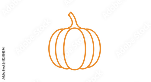 Minimalistic Outline of a Round Pumpkin in Orange Color on Transparent Background