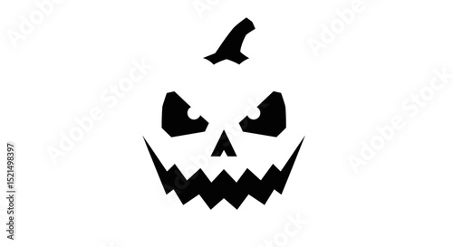 Spooky Pumpkin Face With Jagged Teeth And Menacing Eyes Against A Plain Background