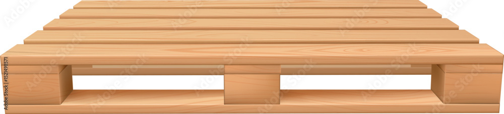Wooden pallet side view, realistic vector storehouse equipment for loading and transporting freight, cargo timber tray