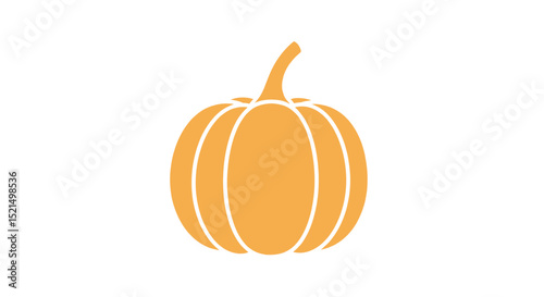 Icon of a Simple Orange Pumpkin with Rounded Curves on a Blank Background