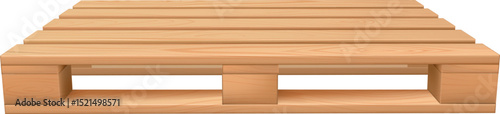 Wooden pallet side view, realistic vector storehouse equipment for loading and transporting freight, cargo timber tray