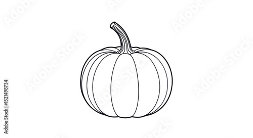 Simple Outline Illustration of a Pumpkin with Curved Shape and Stem for Autumn and Halloween Decor