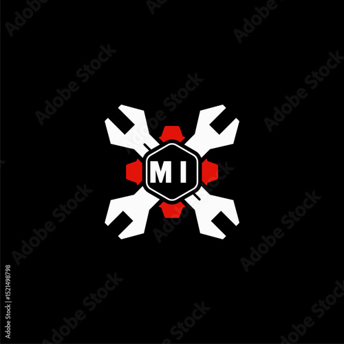 MI Initials Vektor Stok Otomotif Logo Design