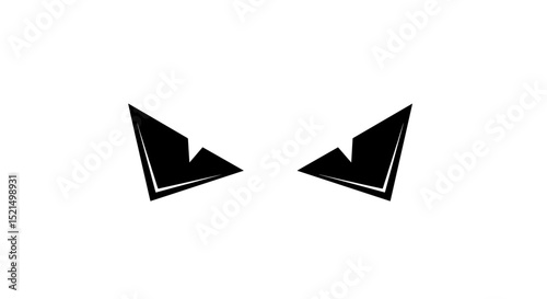 Vector Illustration of Sharp Angular Eyes with Sinister Look in Black and White Icon Vector Isolated on Transparent Background