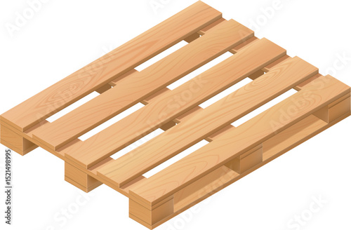 Wooden pallet perspective top view, realistic vector storehouse equipment for loading, transporting freight, timber tray