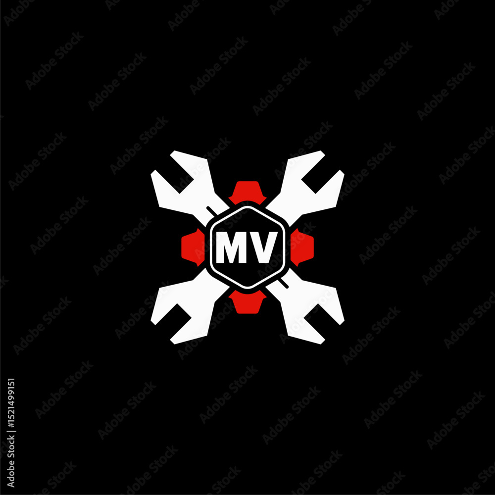 MV Initials Vektor Stok Otomotif Logo Design MV Initials Vektor Stok Otomotif Logo Design