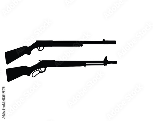 Rifle Gun Silhouette Vector Set – Hunting and Military Weapon Icons