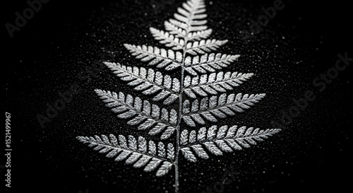 Silver Fern Detailed Pattern Against Abstract Charcoal Textured Background