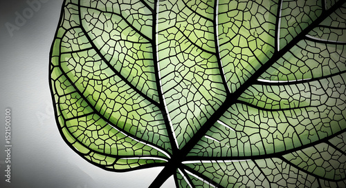 Delicate Veins Of A Translucent Green Leaf Highlighting Botanical Texture