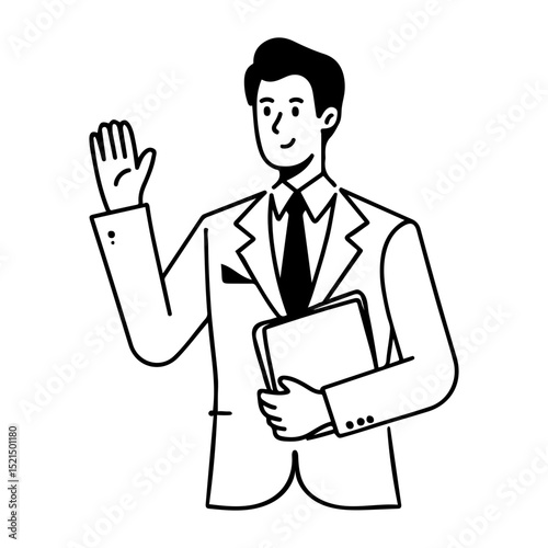Line drawings of a young Businessman vector.
