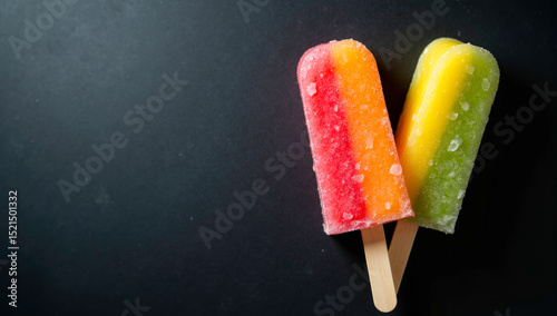 popsicle on a stick on a black background