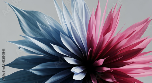 Abstract Floral Arrangement With Split Color Palette For Modern Design