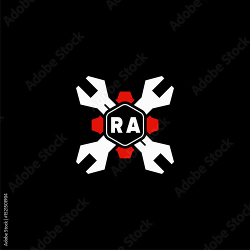 RA Initials Vektor Stok Otomotif Logo Design
