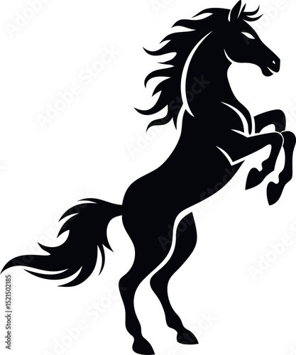 Majestic Stallion Rearing Black Horse Silhouette Illustration