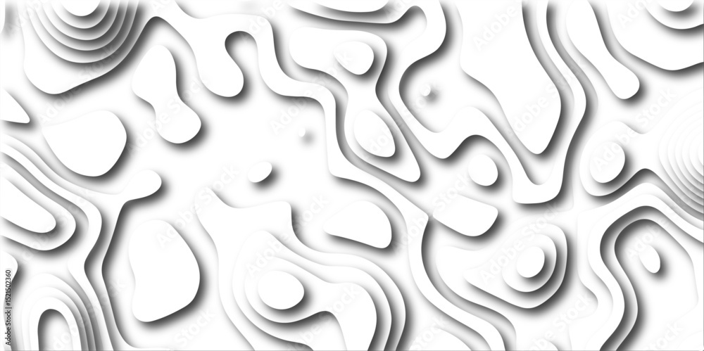 Abstract wavy line 3d paper cut white background with shadows. Abstract realistic papercut decoration textured with wavy layers. Topographic contour lines vector map seamless pattern vector. Abstract wavy line 3d paper cut white background with shadows. Abstract realistic papercut decoration textured with wavy layers. Topographic contour lines vector map seamless pattern vector.