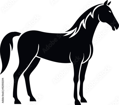 Elegant Black Horse Silhouette Vector Illustration