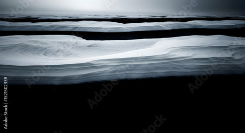 Abstract Monochrome Landscape Depicting Minimalist Terrain Waves