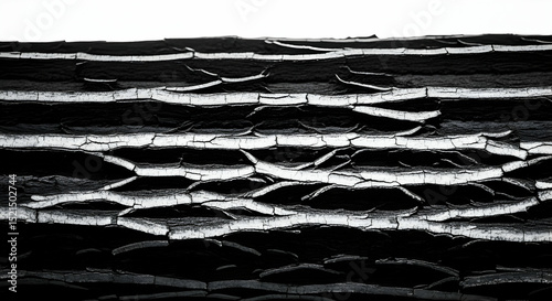 Distressed Texture of Wood Bark With Cracked White Paint Surface