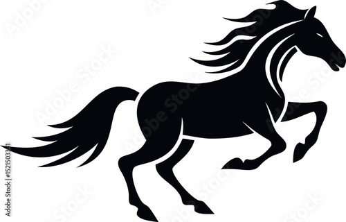 Majestic Stallion Black Horse Silhouette Illustration