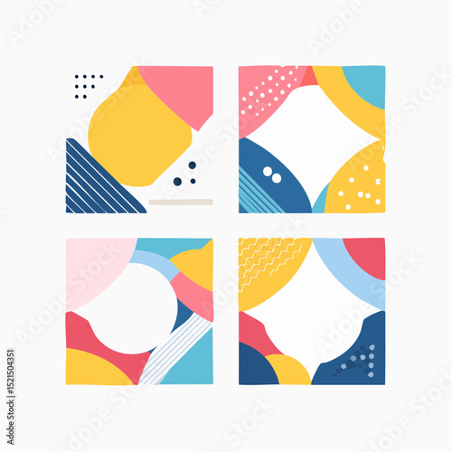 Vector set of abstract creative backgrounds in minimal trendy style with copy space for text - design templates for social media stories
