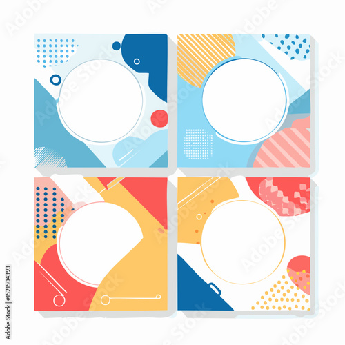 Vector set of abstract creative backgrounds in minimal trendy style with copy space for text - design templates for social media stories