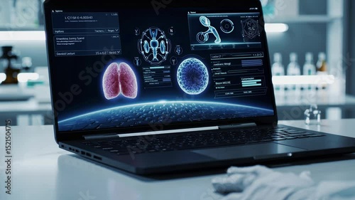 Futuristic medical technology interface in modern laboratory