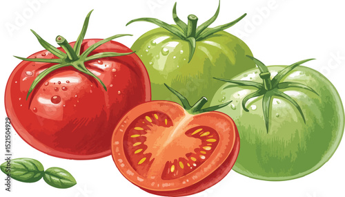 Tomato Vector Illustration on White Background single