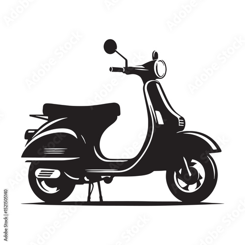 Classic Scooter silhouette with retro vibe – Scooter illustration – Minimalist Scooter vector – Vehicle silhouette

