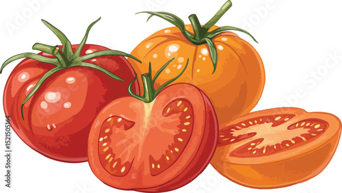 Tomato Vector Illustration on White Background