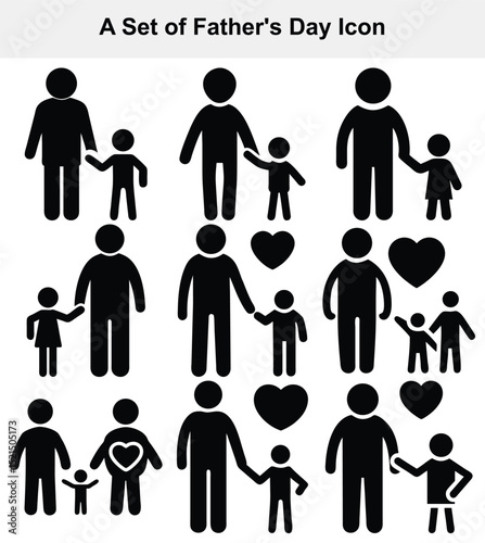 Fathers day icon set family love child dad