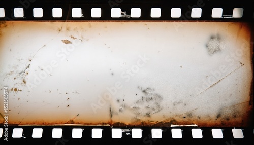 Aged Film Strip with Visible Wear and Sepia-Toned Frames – A Glimpse into Cinematic History