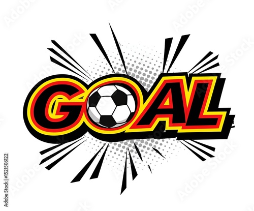 comic style goal illustration with soccer ball