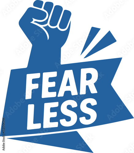 fear less blue motivational vector fist up icon on white background
Vector motivational