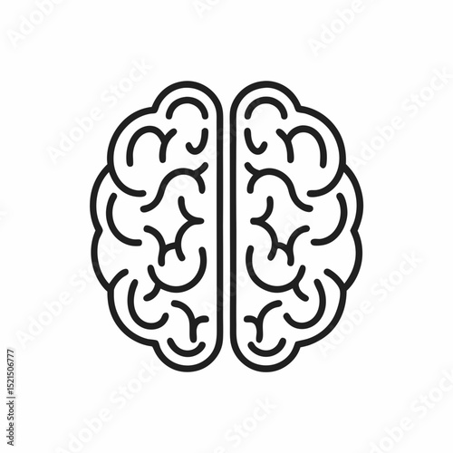Minimal Brain Vector Icon illustration.