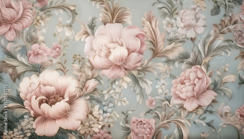 Elegant Pastel Floral Patterns – Seamless Designs with Soft Pink, Green & Blue Blossoms on Light Blue Background