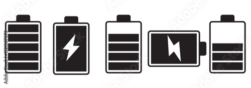 Smartphone charging battery icon set. battery level indicator icons. battery charge levels. Concept power, energy, low , full, empty sign