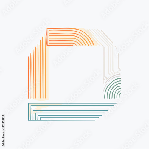 Vector minimal geometric linear border and logo design templates with copy space for text, abstract aesthetic linear compositions, prints, frames and graphic design elements for packaging