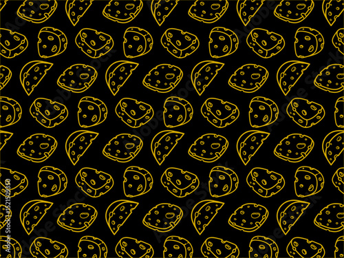 Cartoon Cheese doodle seamless pattern for background and packaging. Vector design. Various cheese design wallpaper	