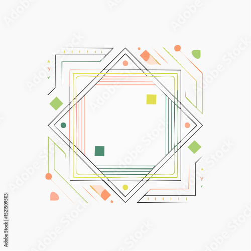 Vector minimal geometric linear border and logo design templates with copy space for text, abstract aesthetic linear compositions, prints, frames and graphic design elements for packaging