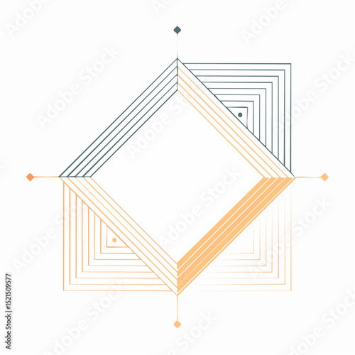 Vector minimal geometric linear border and logo design templates with copy space for text, abstract aesthetic linear compositions, prints, frames and graphic design elements for packaging