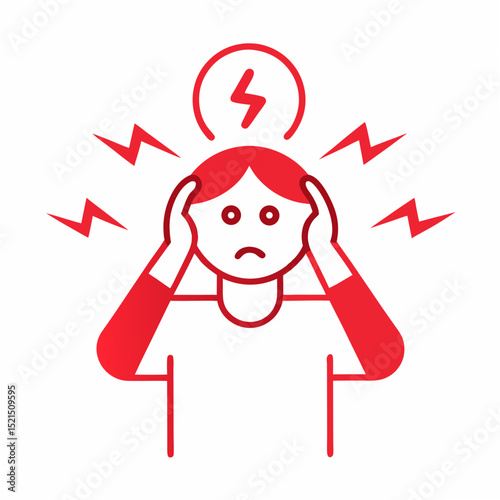 European Migraine Awareness Vector Icons and Illustrations