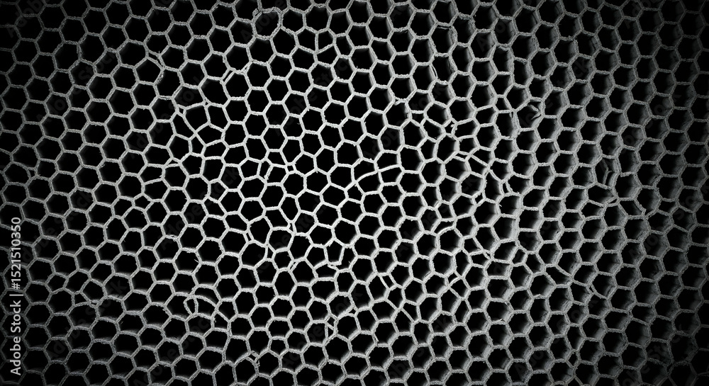 Intricate Hexagonal Structure Creating a Visual Black and White Texture